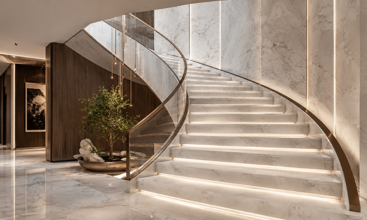 Italian marble staircase design