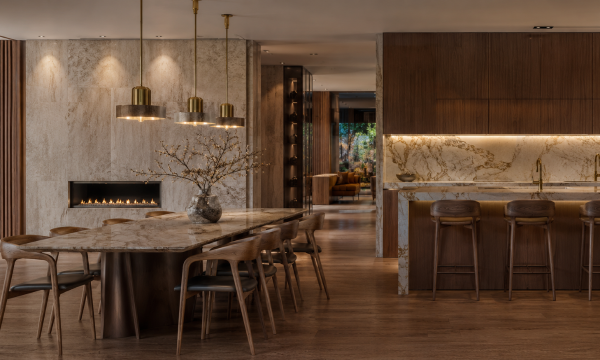 Stone and wood luxury interior
