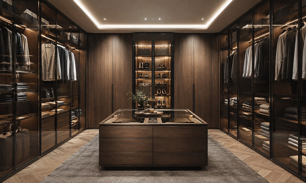 Veneer wardrobes and dressing rooms
