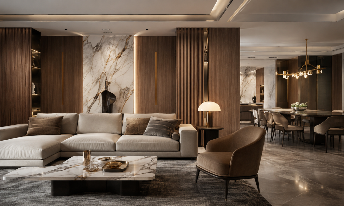 Veneer with Italian marble
