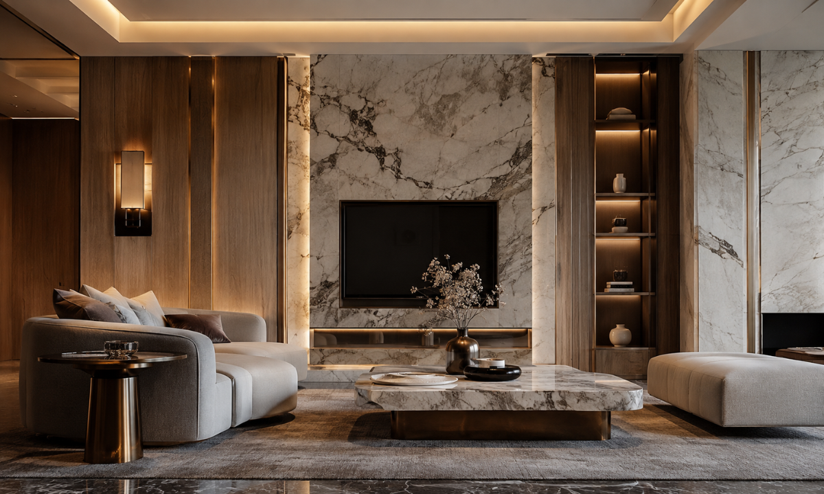 Woodwork with Italian marble
