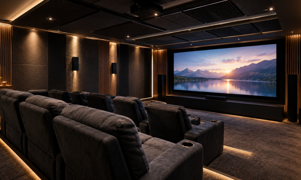 Acoustic design for a luxury home theatre.