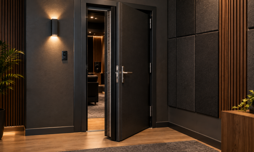 Acoustic doors and sound isolation for a luxury home theatre