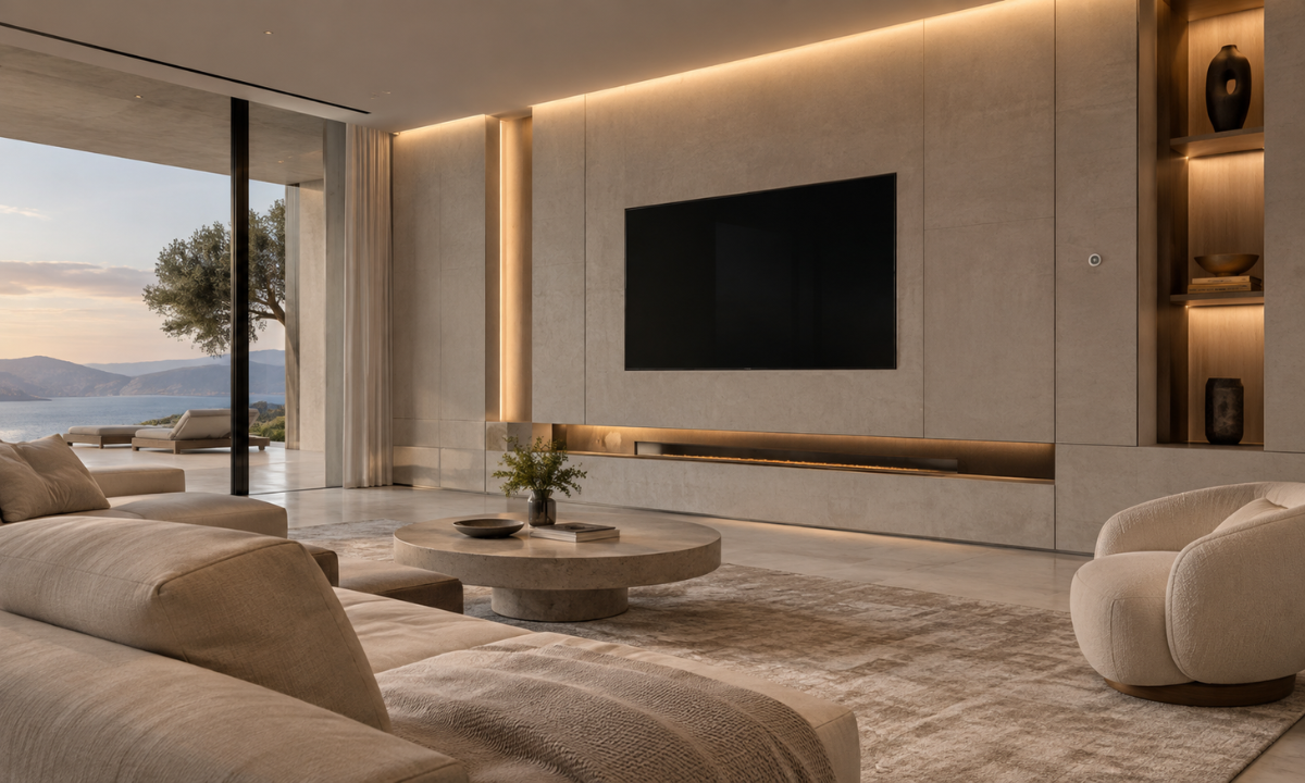 Concealed smart technology seamlessly integrated into a sophisticated luxury interior