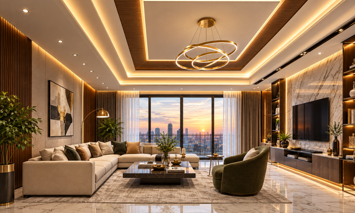 Luxury false ceiling design with elegant lighting