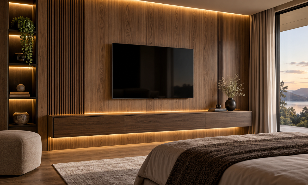 Premium wood veneer wall texture for a sophisticated interior
