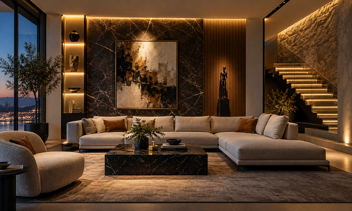 Smart accent lighting highlighting interior features
