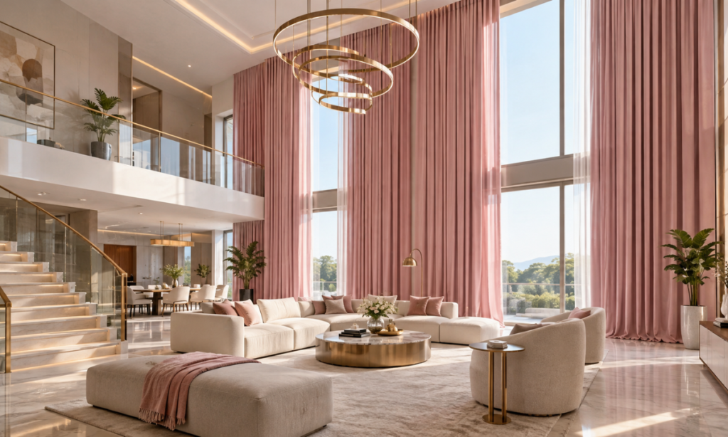 Smart Curtains for Double-Height Spaces